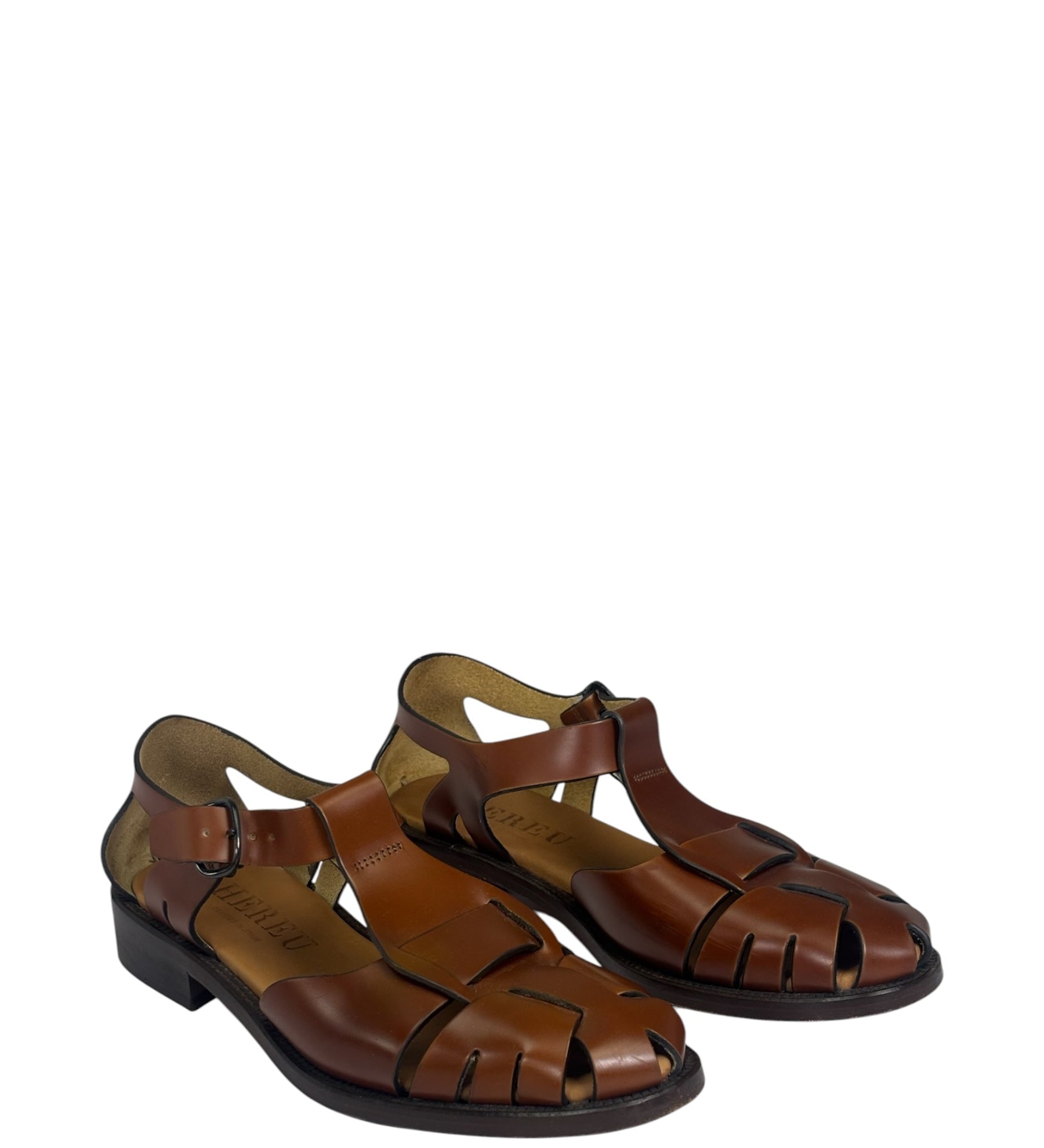 Hereu Brown Leather Pesca Fisherman Sandals