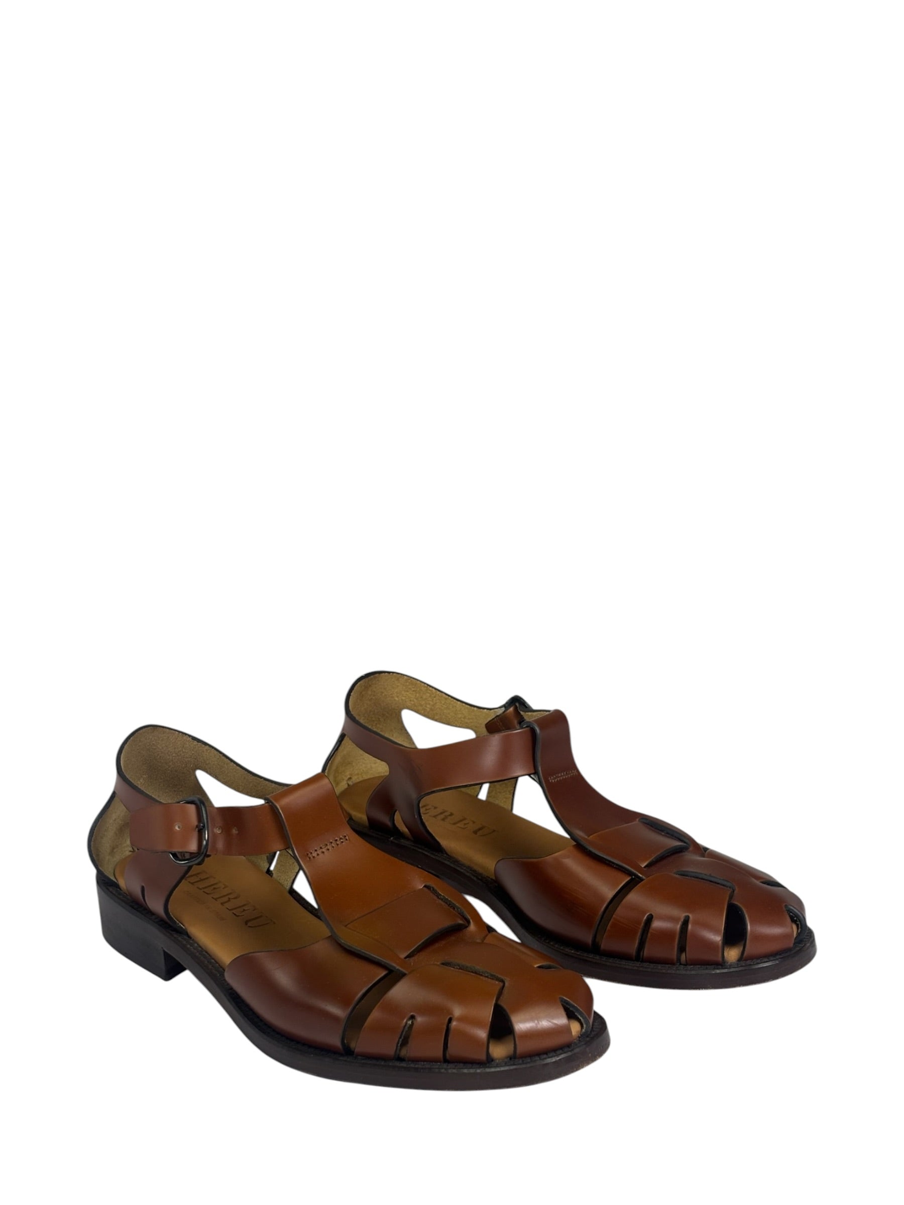 Hereu Brown Leather Pesca Fisherman Sandals
