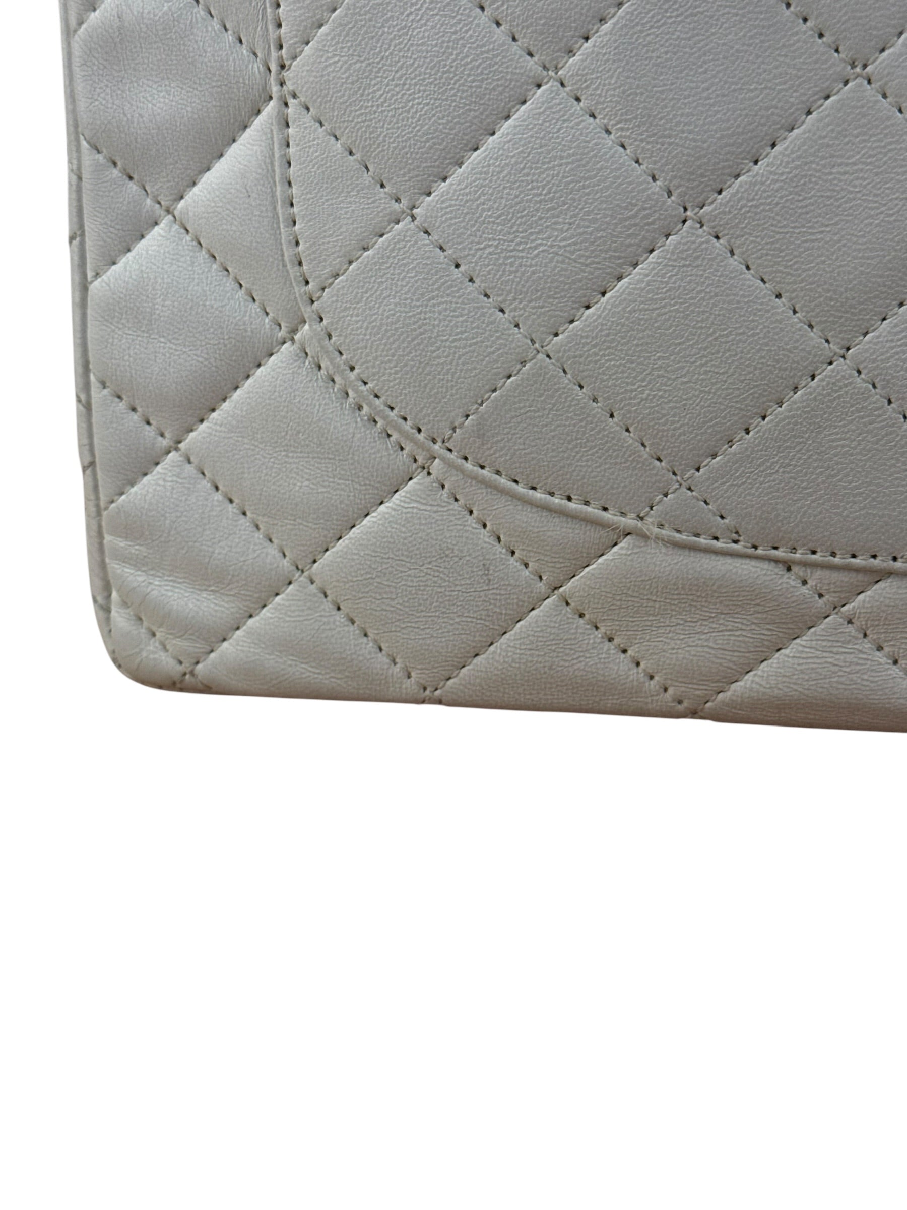 Chanel CC White Quilted Double Flap Bag 1988