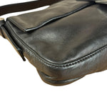 Fendi Vintage Black Leather Marble Buckle Baguette