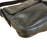 Fendi Vintage Black Leather Marble Buckle Baguette