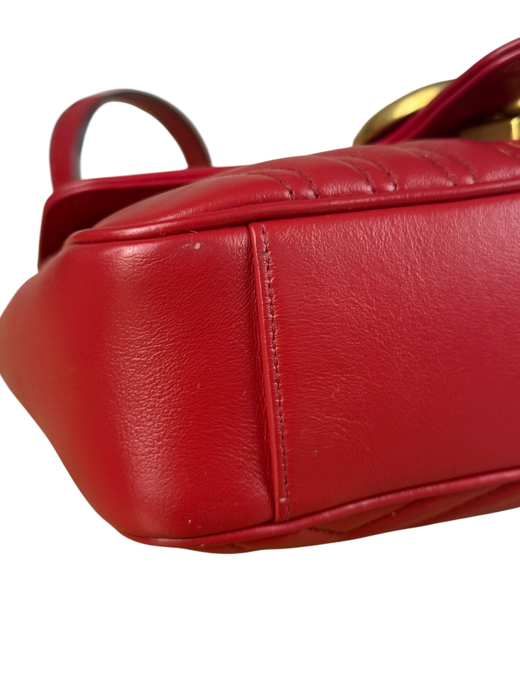 Gucci GG Red Marmont Matelasse Shoulder Bag