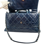 Chanel Blue Quilted Calfskin Large Convertible Boy Two-Way Bag 2012