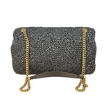 YSL Black Raffia Leather Trim Jamie Chain Shoulder Bag