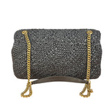 YSL Black Raffia Leather Trim Jamie Chain Shoulder Bag