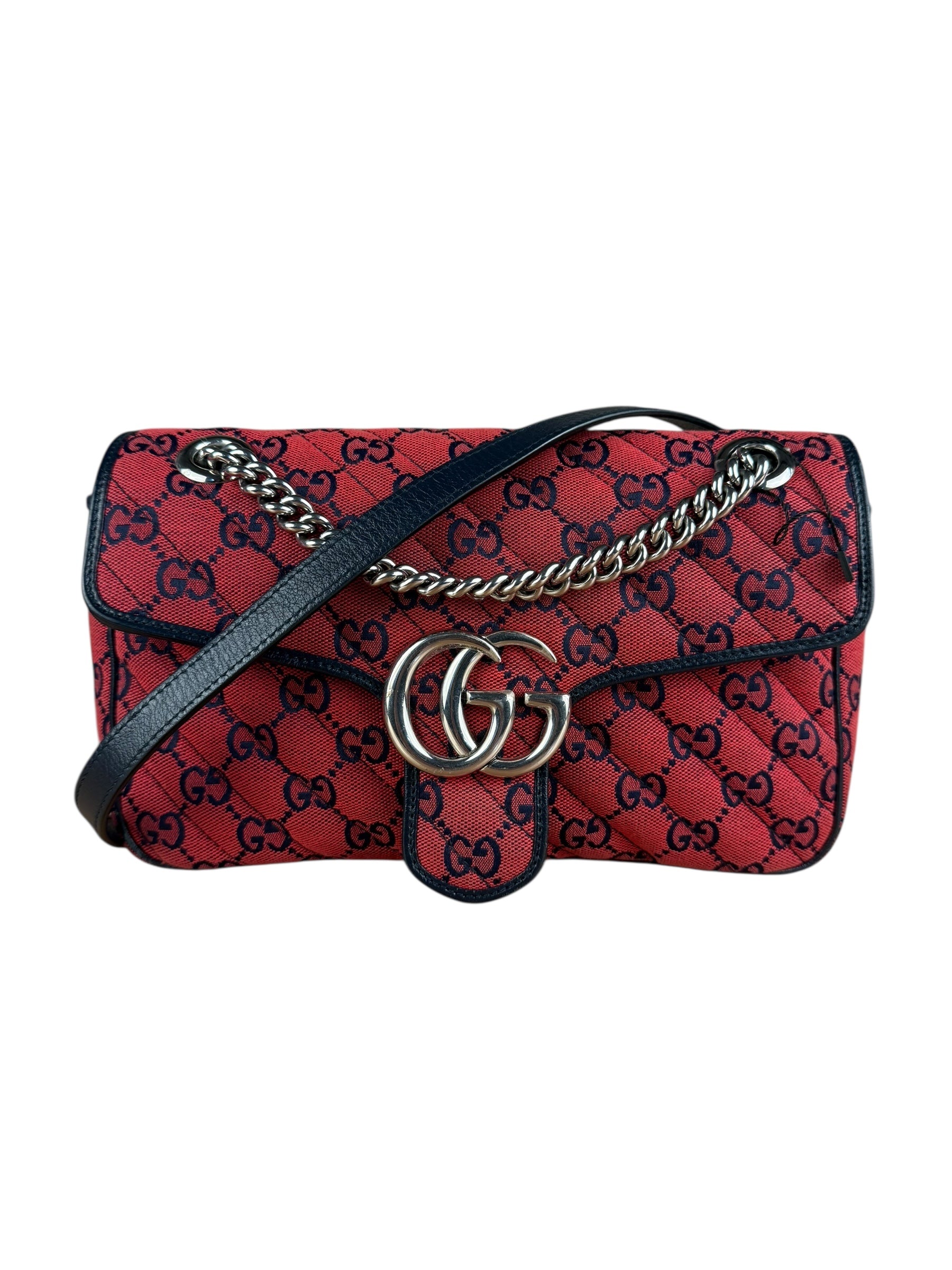 Gucci GG Red Marmont Flap Chain Shoulder Bag