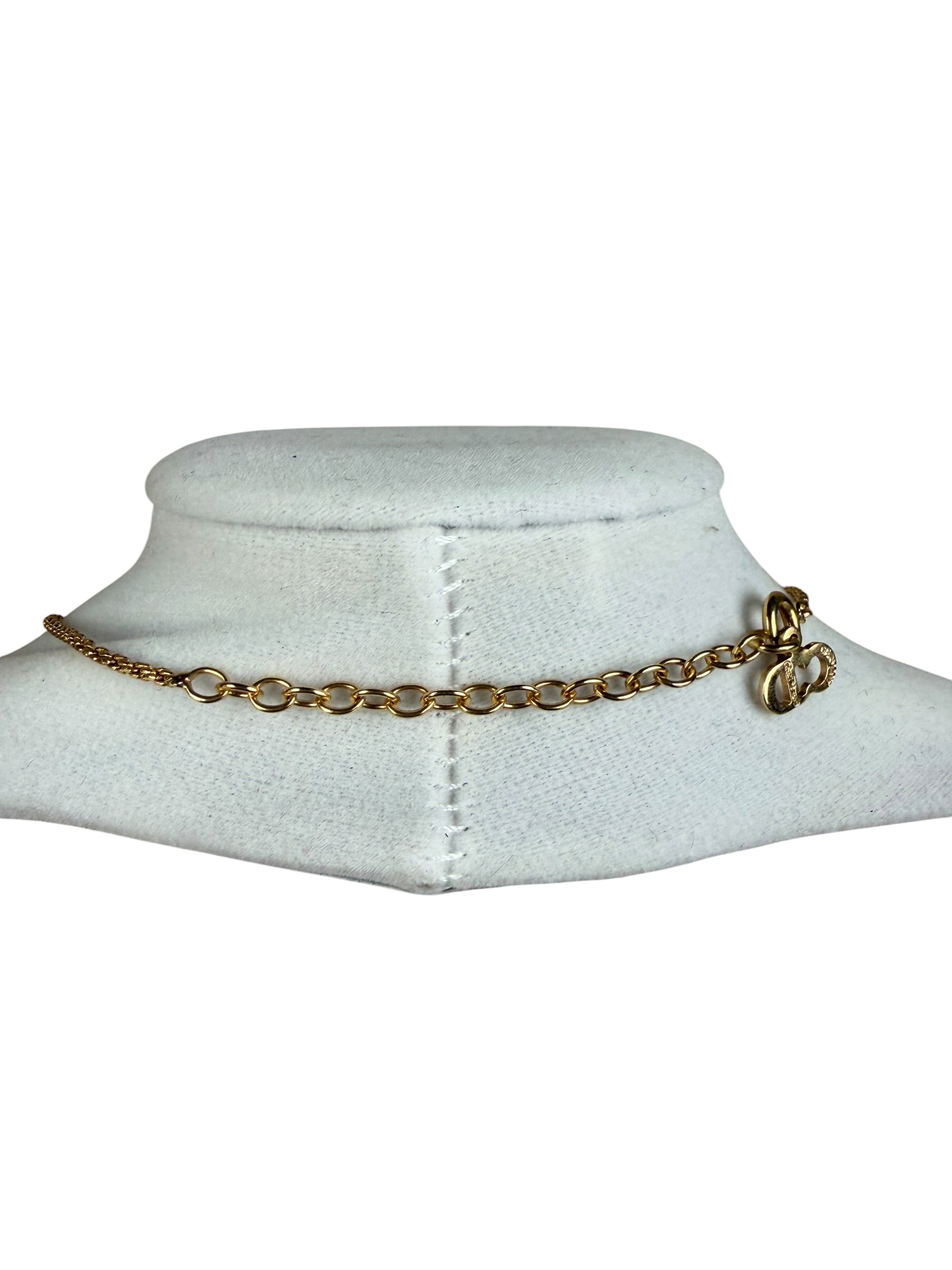 Christian Dior Rope-Twist CD Drop Motif Pendant Necklace