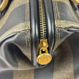 Fendi Brown/Black Leather Pequin Boston Bag