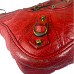 Balenciaga Red Lambskin Hip Moto Crossbody