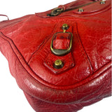 Balenciaga Red Lambskin Hip Moto Crossbody