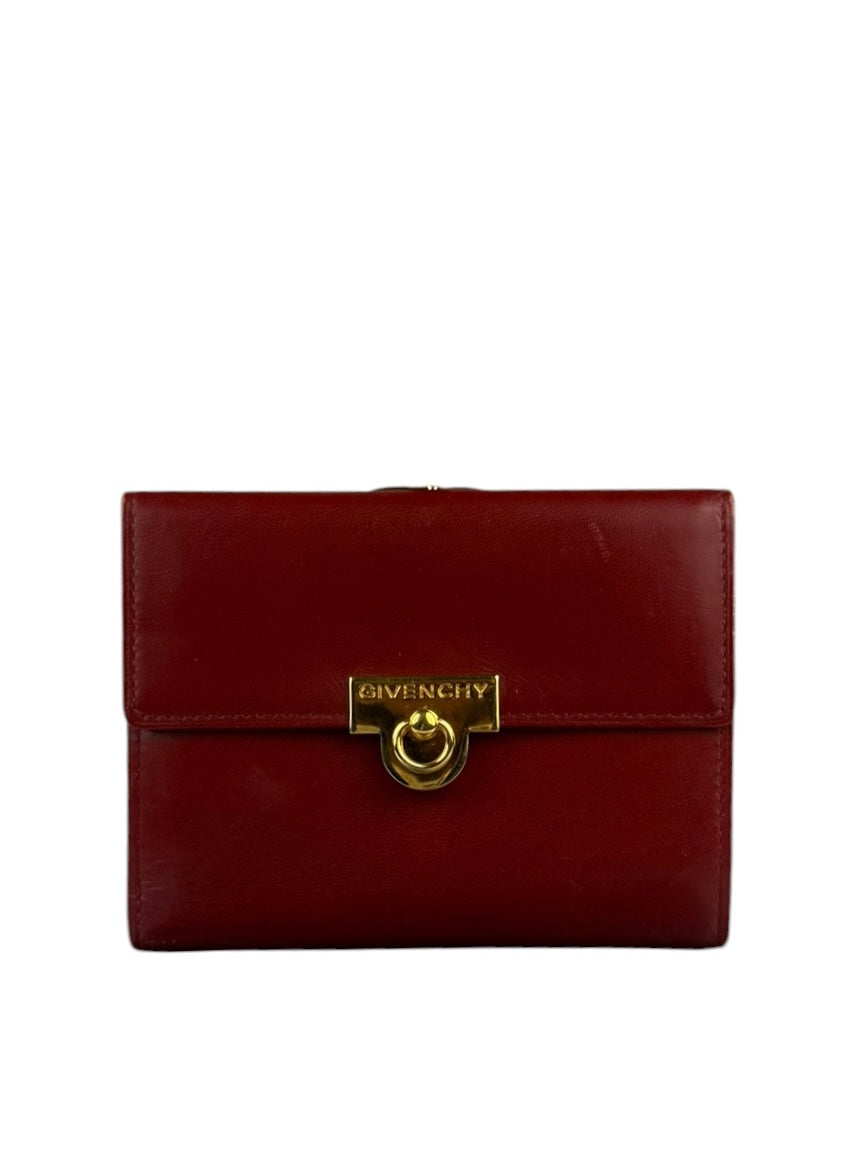 Givenchy Vintage Red Leather Trifold Wallet