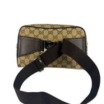 Gucci Brown Leather Trim GG Canvas Belt Bag
