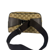 Gucci Brown Leather Trim GG Canvas Belt Bag