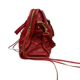 Balenciaga Red Leather Moto City Shoulder Bag Medium