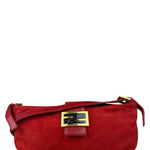 Fendi Red Suede Baguette Crossbody Bag