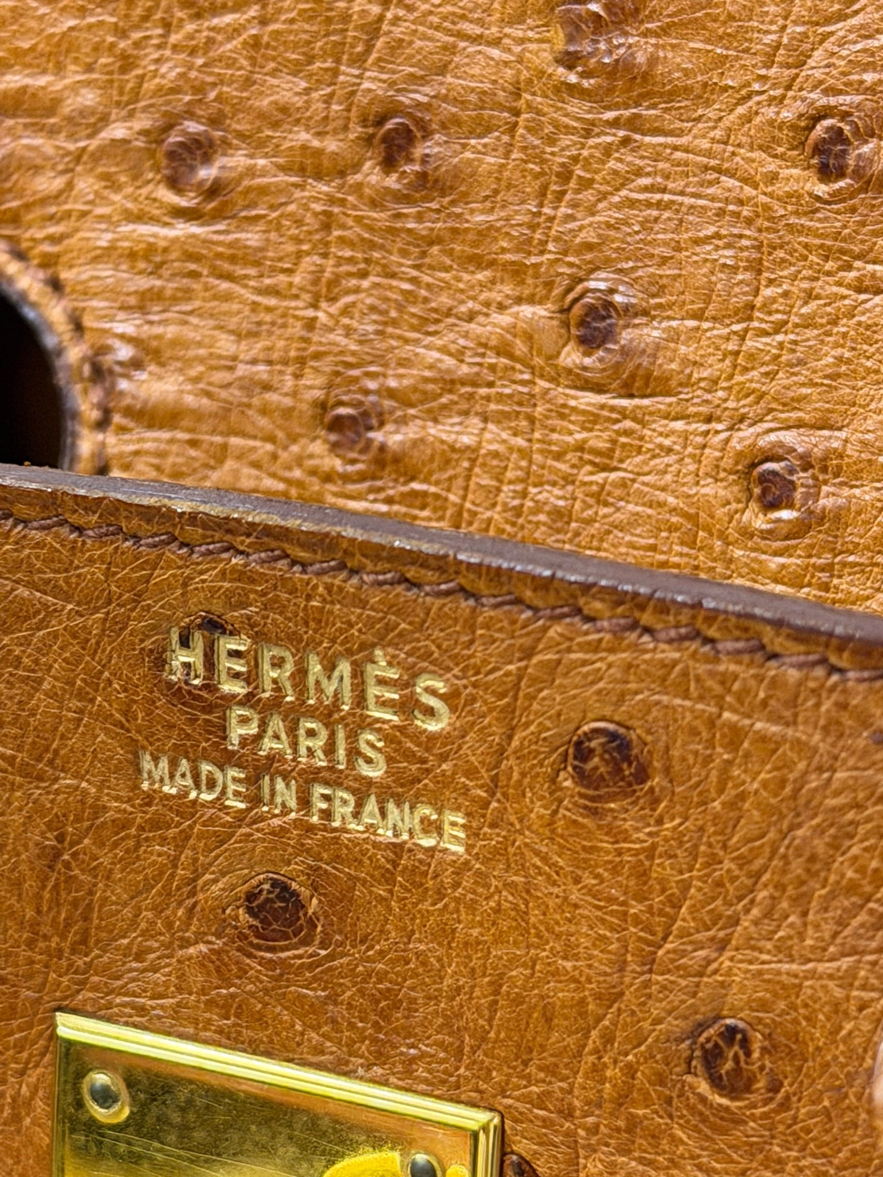 Hermes Birkin 35 Ostrich Leather Handbag Gold Hardware