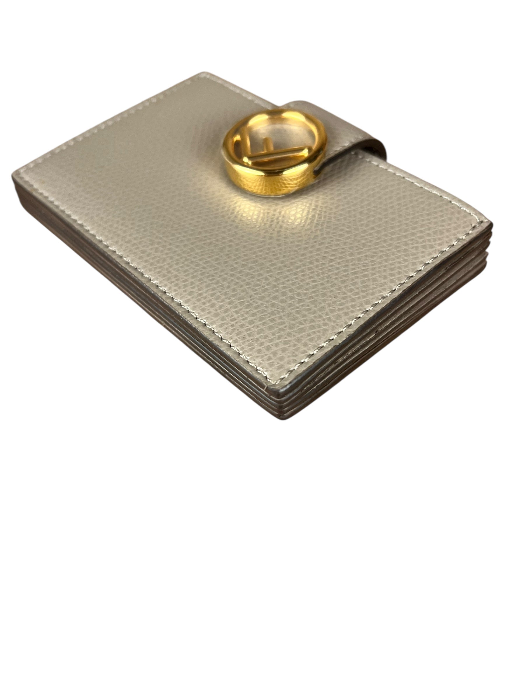 Fendi F Grey Leather Card Case