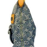 Louis Vuitton Vintage Denim Leather Trim Monogram Baggy Hobo Bag PM