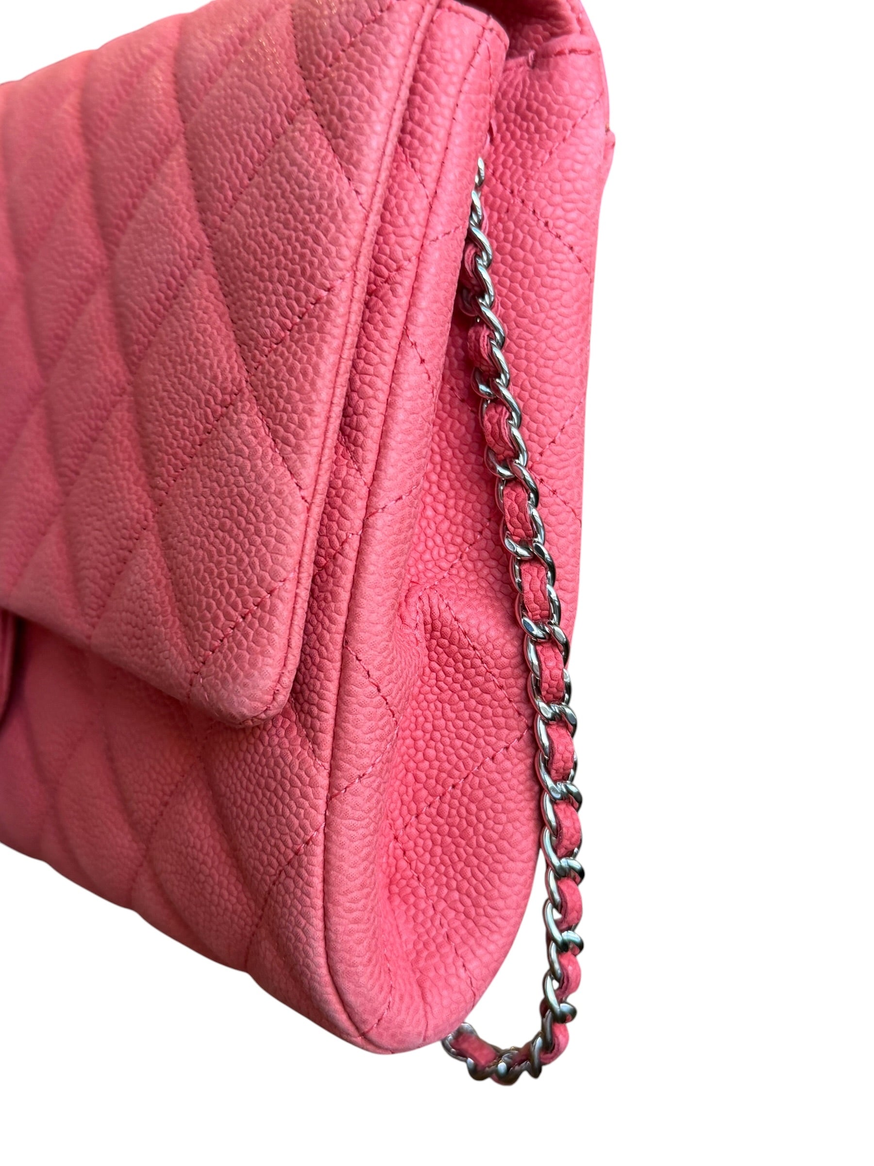 Chanel Coral Pink Matte Quilted Caviar Flap Shoulder Bag 2012