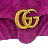 Gucci Magenta Velvet Marmont Matelasse Shoulder Bag