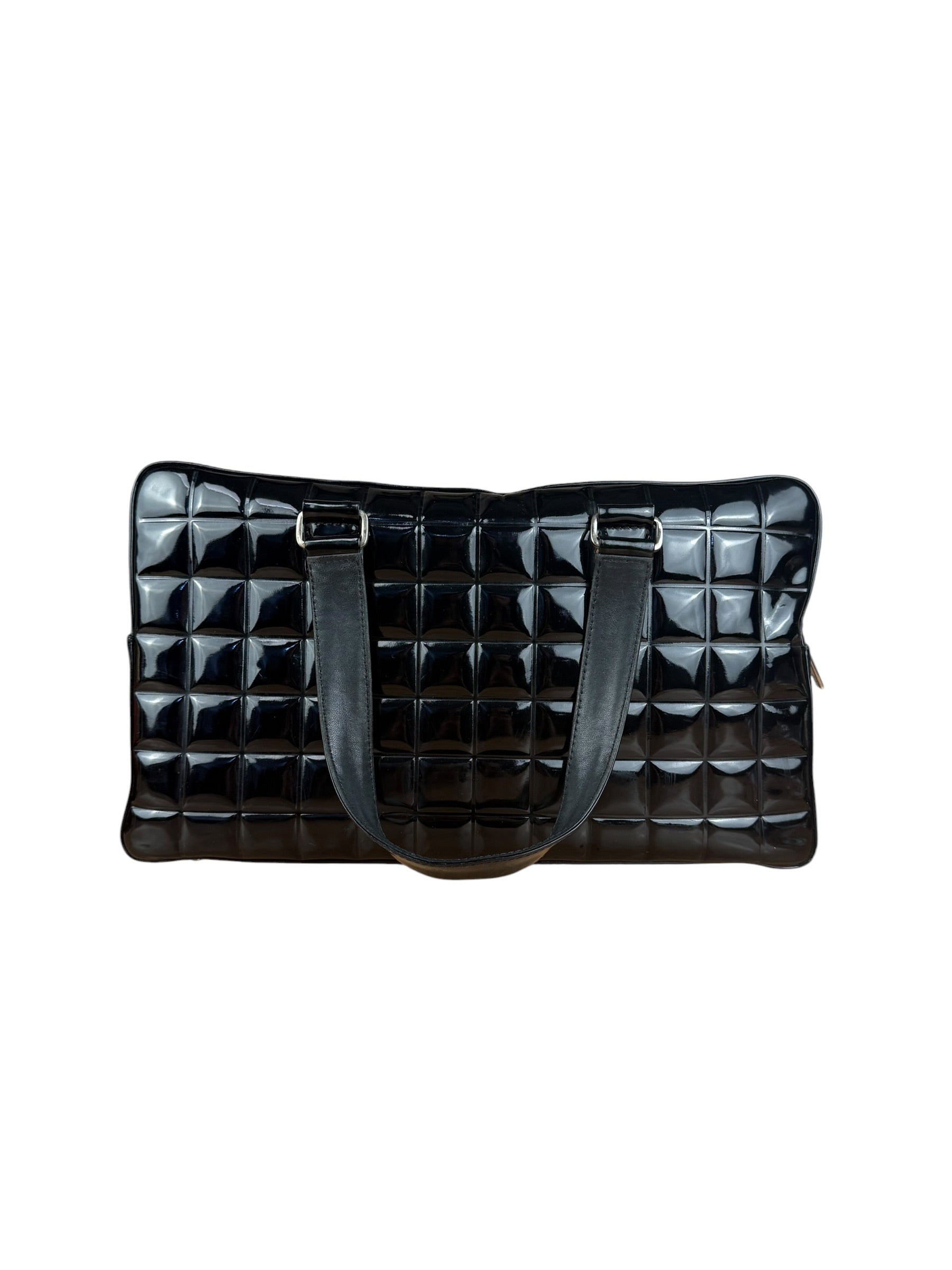Chanel Black Patent Chocolate Bar Bowler Bag 2002