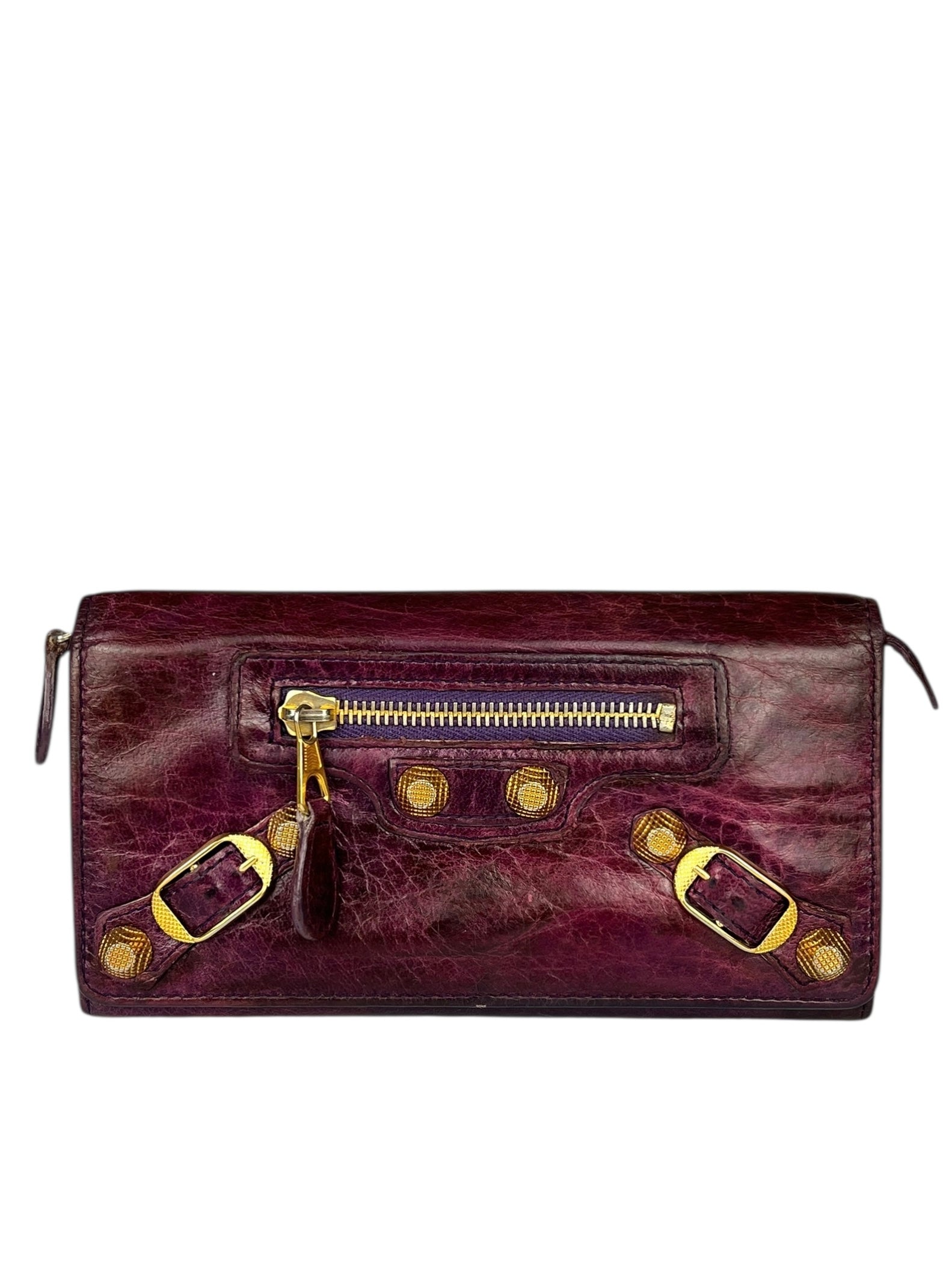 Balenciaga Purple Moto Flap Wallet