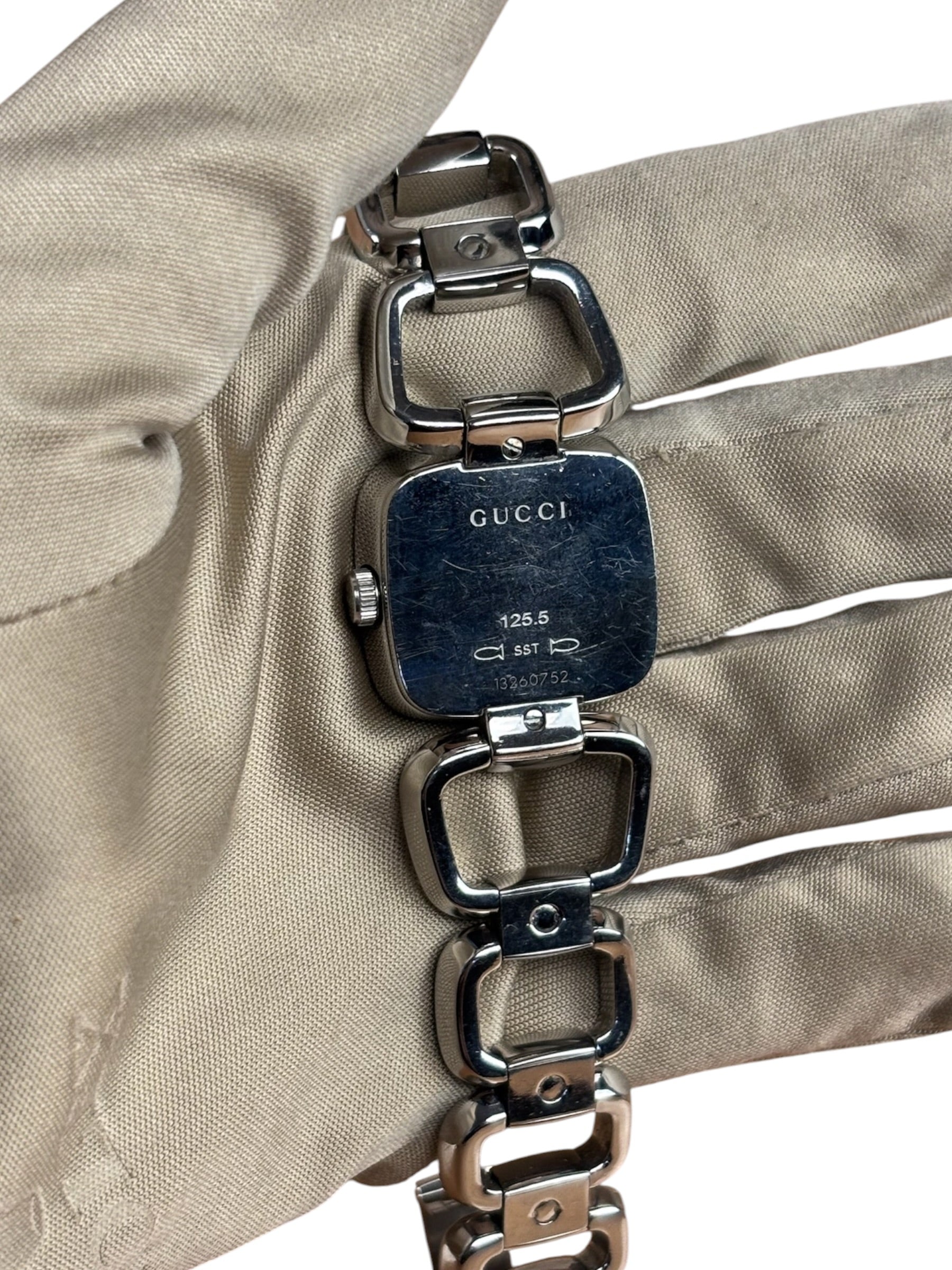 Gucci G Stainless Steel Shiny White Dial Watch