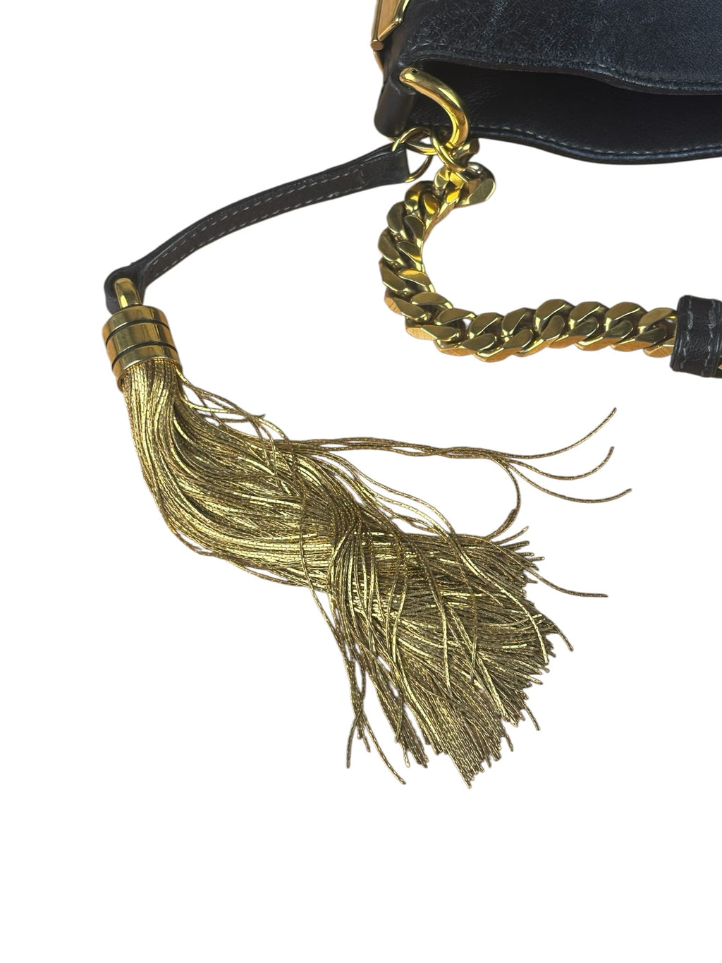 Gucci Black Leather 1970 Chain Hobo Bag