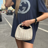Bottega Veneta Ivory Leather Mini Cervo Braided Hobo Bag