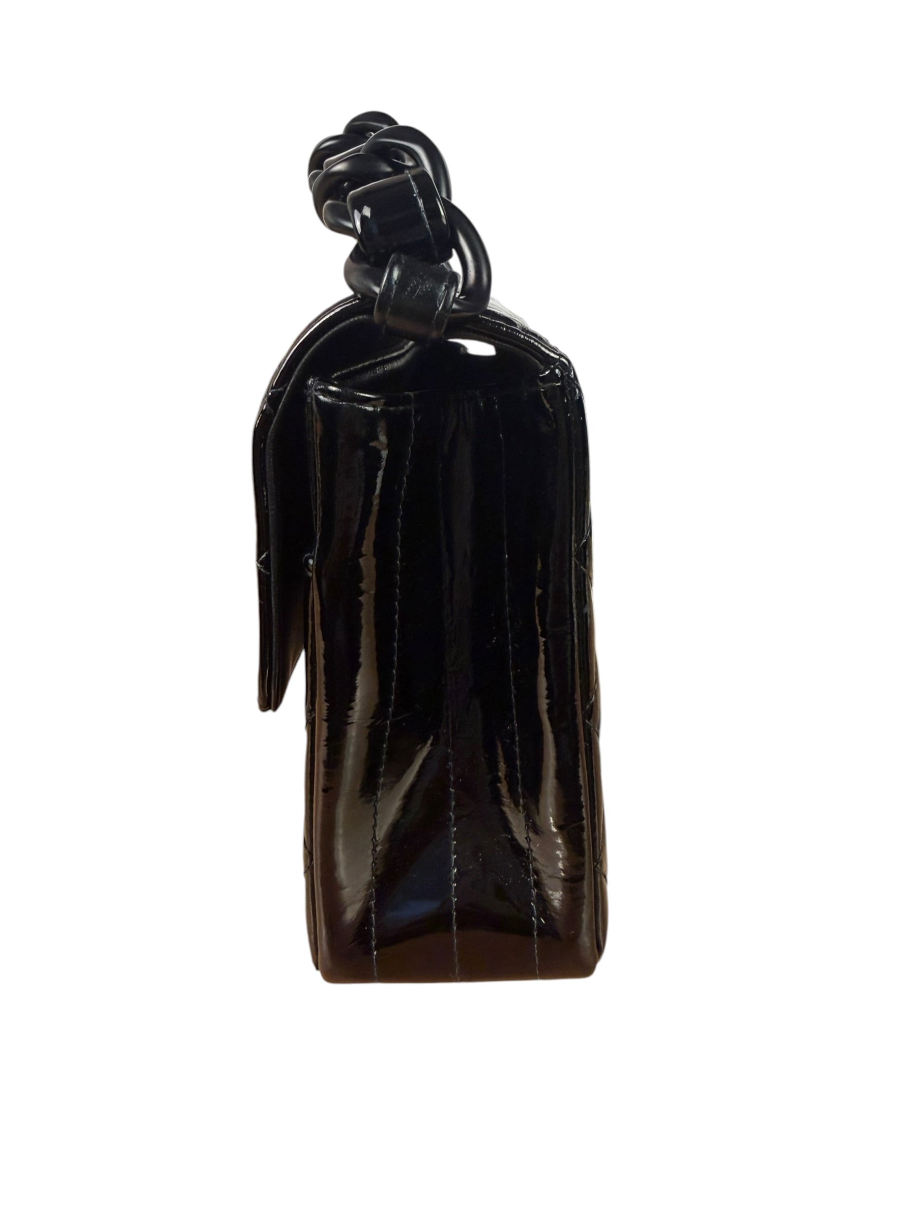 Chanel Black Quilted Patent Leather Top Handle 1996