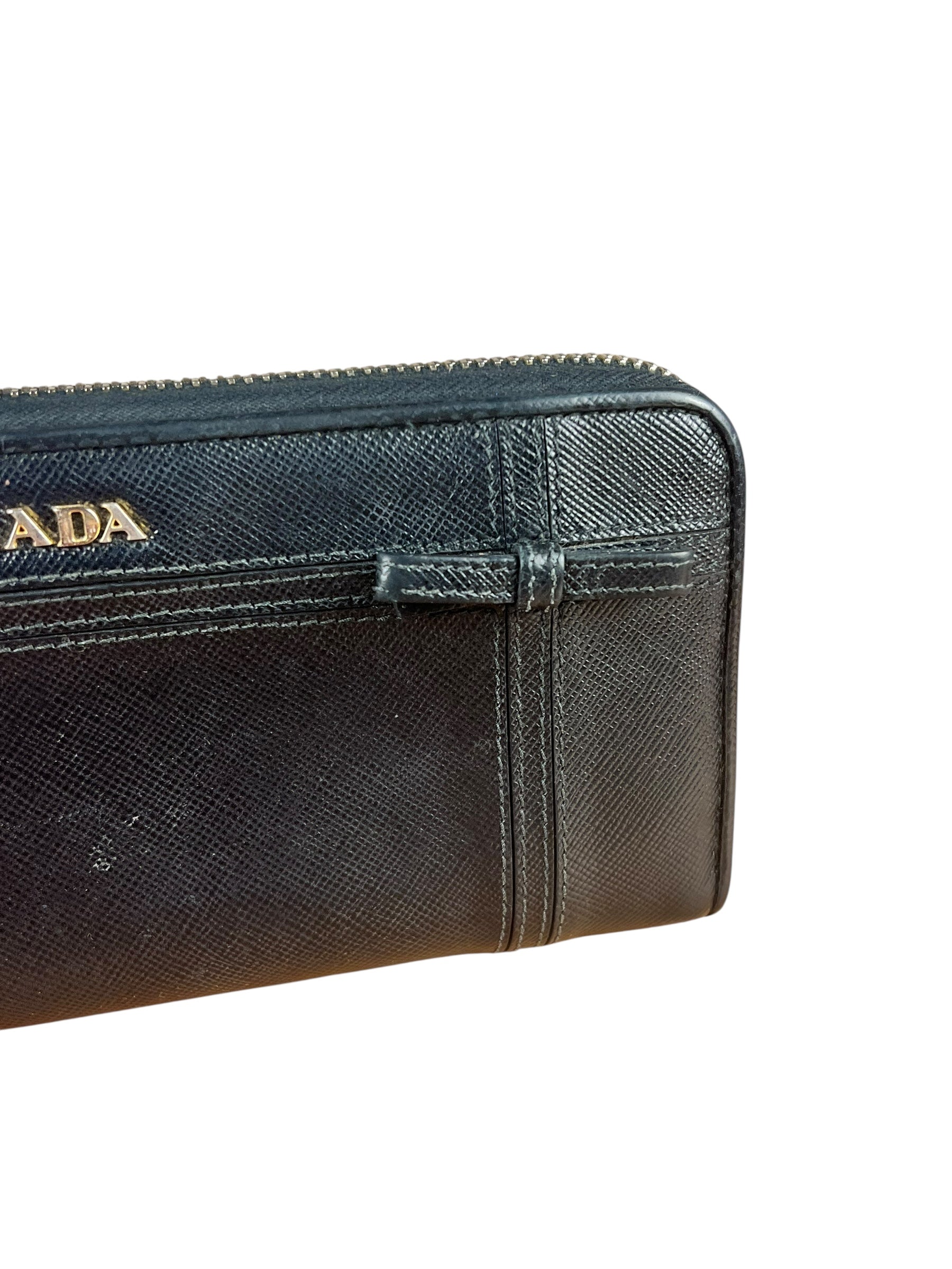 Prada Black Saffiano Leather Long Wallet