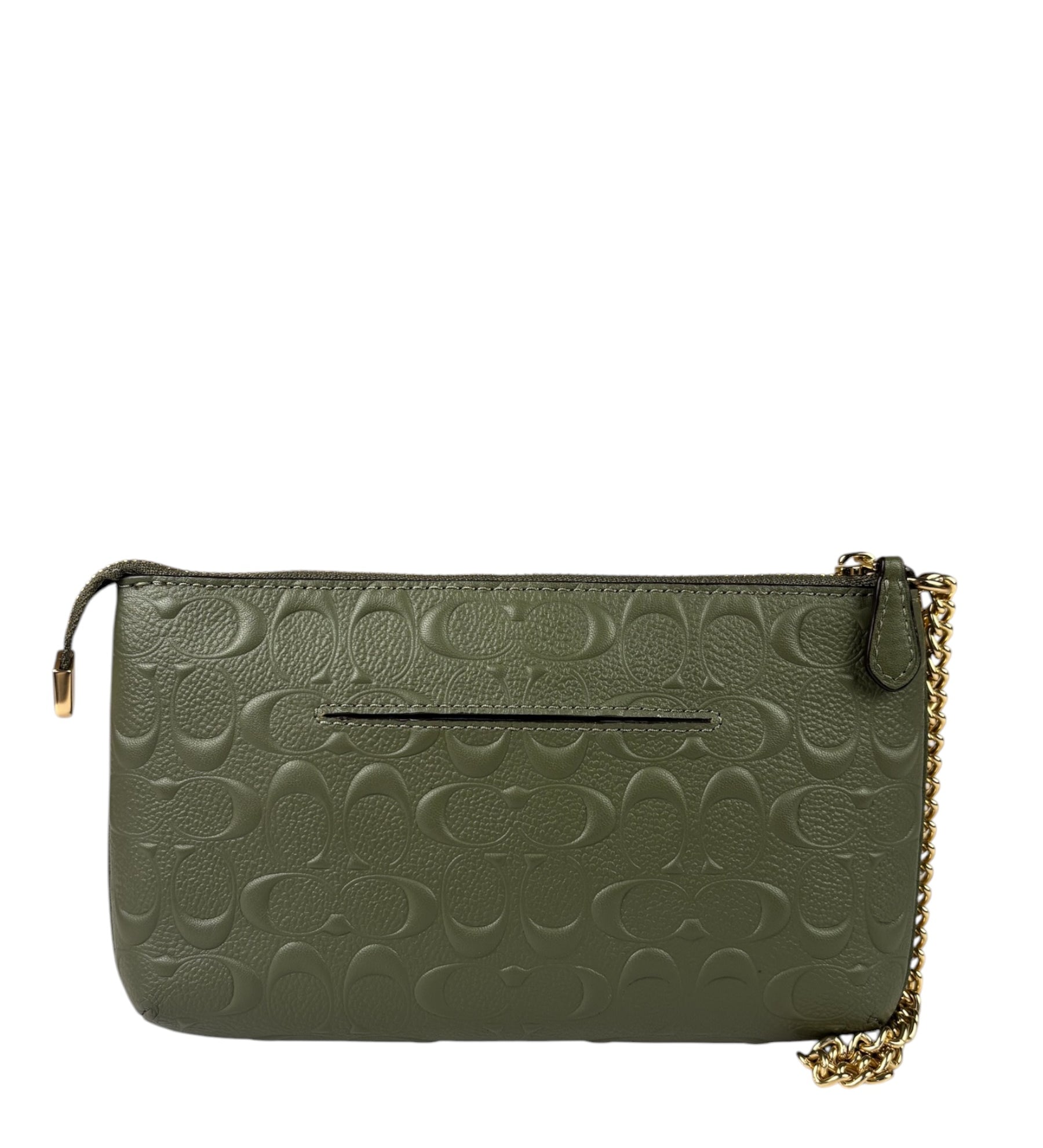 Coach Military Green Leather Signature Wristlet
