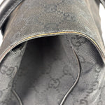 Gucci Black Leather Trim GG Horsebit Shoulder Bag