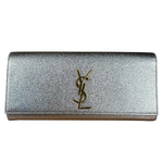 Saint Laurent Textured Metallic YSL Kate Clutch Bag