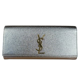 Saint Laurent Textured Metallic YSL Kate Clutch Bag