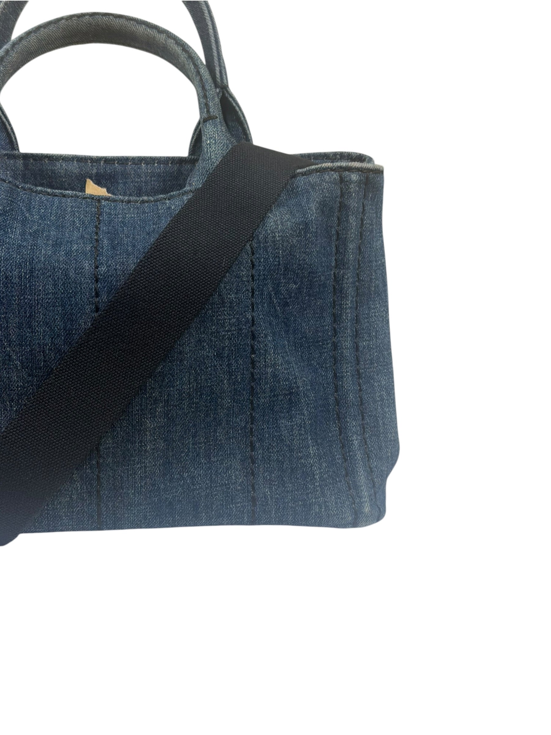 Prada Blue Denim Canapa Logo Tote Bag