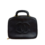 Chanel Black Caviar Leather Vanity 2Way Handbag '96-'97