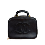Chanel Black Caviar Leather Vanity 2Way Handbag '96-'97