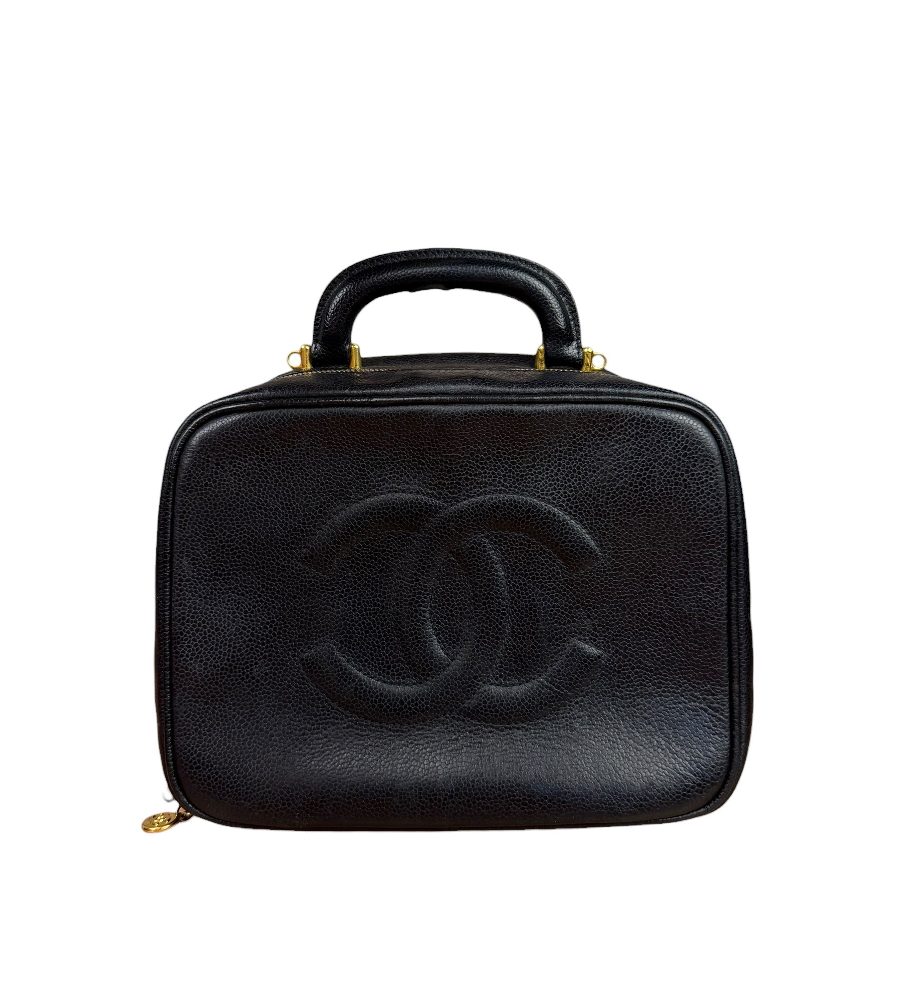 Chanel Black Caviar Leather Vanity 2Way Handbag '96-'97