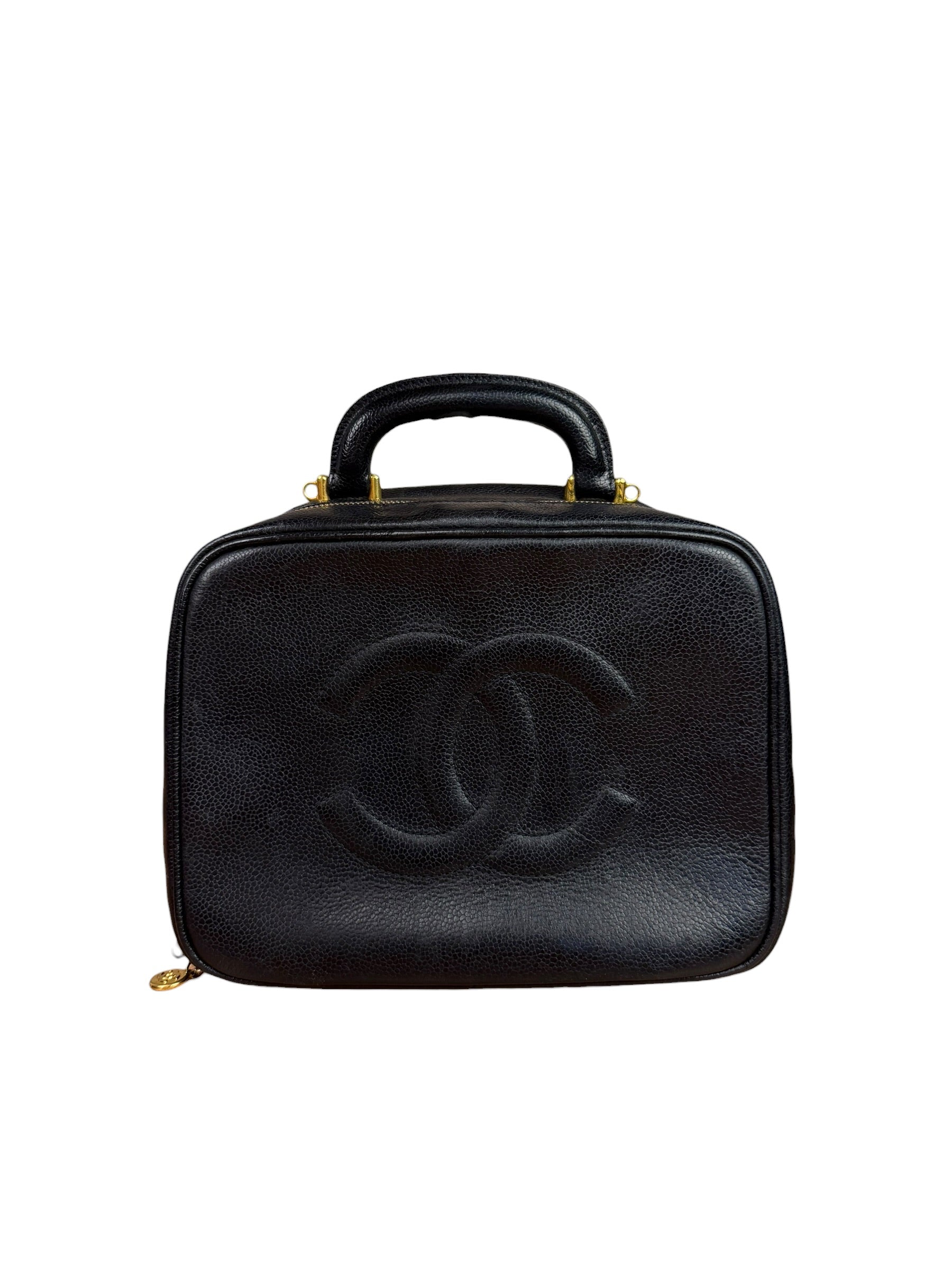 Chanel Black Caviar Leather Vanity 2Way Handbag '96-'97