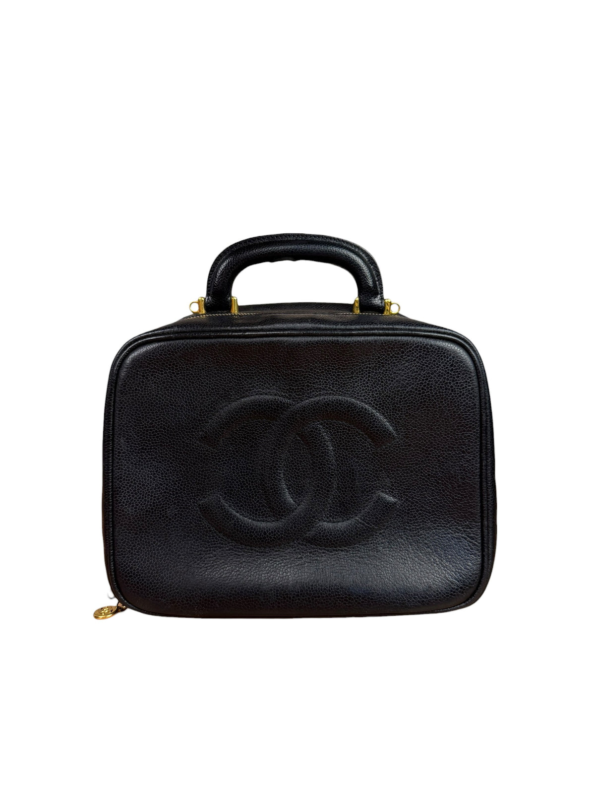 Chanel Black Caviar Leather Vanity 2Way Handbag '96-'97