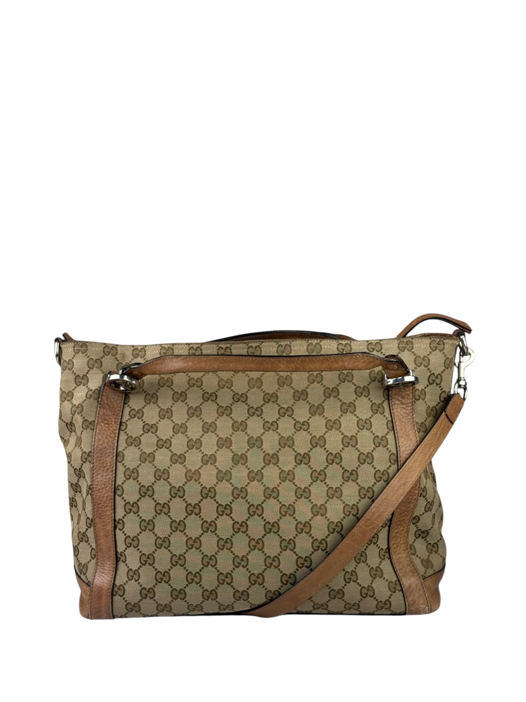Gucci Beige/Brown Leather GG Satchel Two-Way Bag
