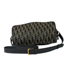 Christian Dior Vintage Black Leather Trim Trotter Crossbody Bag