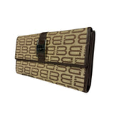 Balenciaga Vintage Brown Canvas Logo Long Wallet