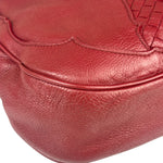 Bottega Veneta Red Leather Intrecciato Trim Hobo Bag