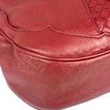 Bottega Veneta Red Leather Intrecciato Trim Hobo Bag