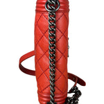 Chanel Red Quilted Double Stitch Boy Bag 2014