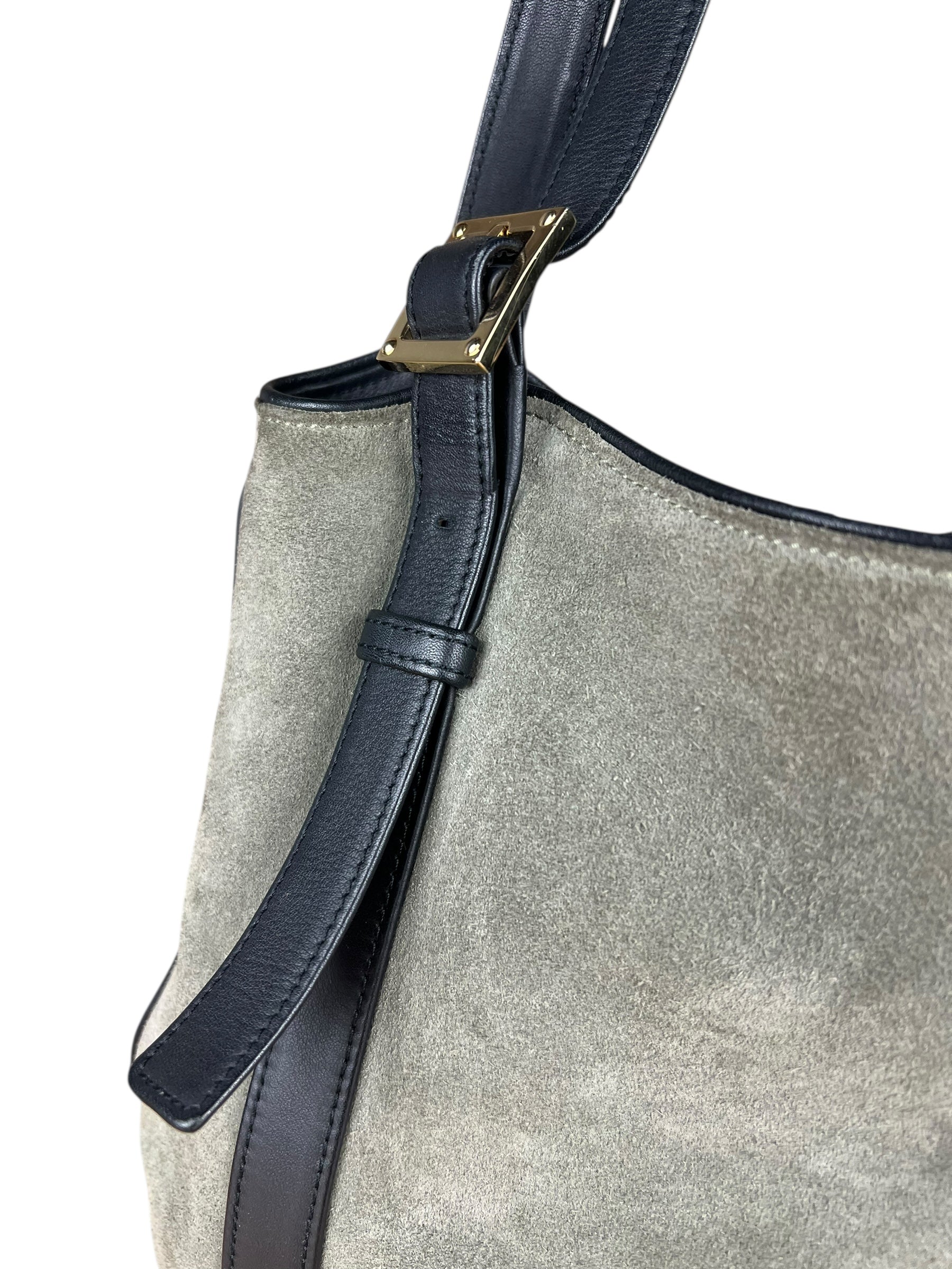 Loewe Suede Anagram Shoulder Tote Olive