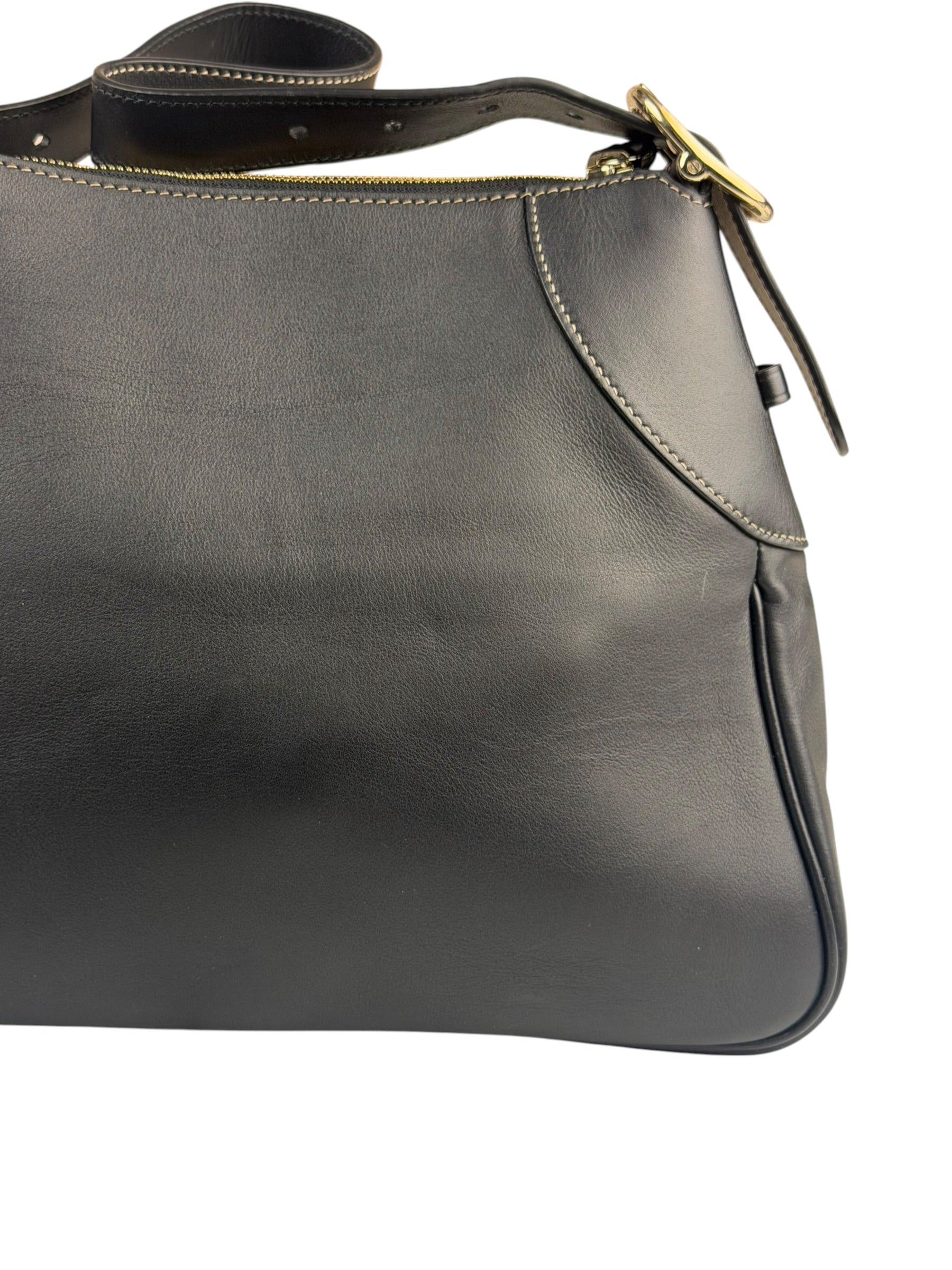 Gucci Black Leather GG Emblem Hobo Bag