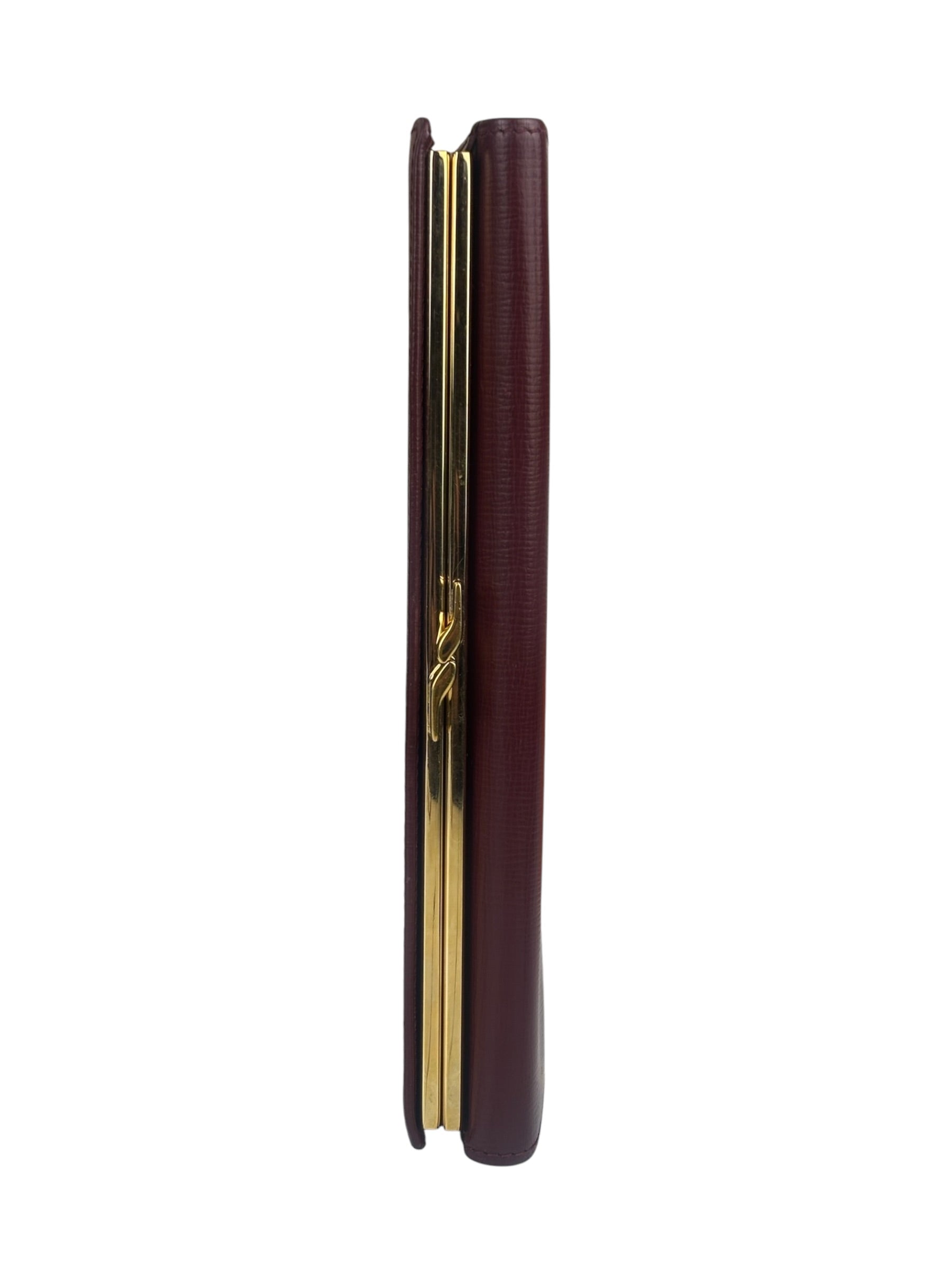 Cartier Burgundy Leather Trifold Long Wallet